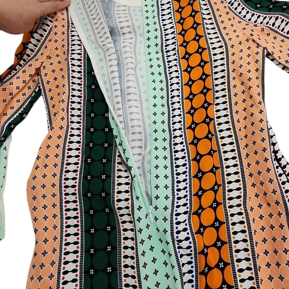 Sandro Shift Dress Womens (1) US XS - Multi Geometric Stripe Boho Chic Designer - Picture 12 of 13